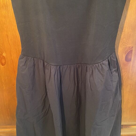 J. Crew Black Drop Waist Mixy Midi Dress A-Line Cotton Size L Romantic Classic - Picture 5 of 12